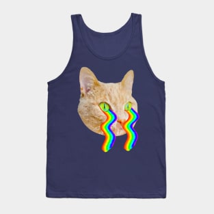 cat with rainbow waves flowing from eyes Tank Top